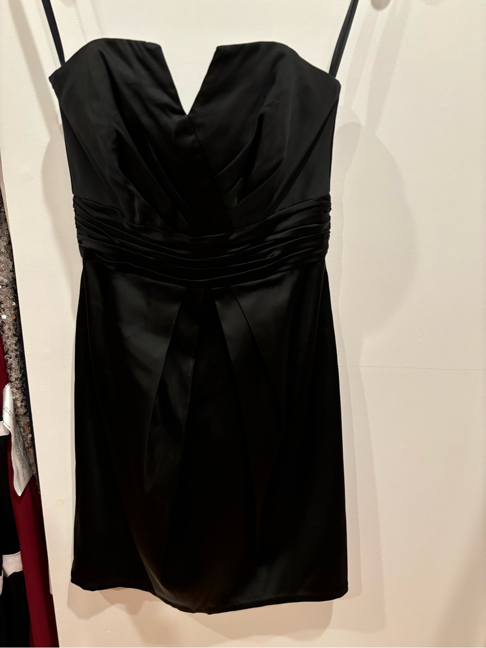 WHBM NEW Strapless Mini Dress Black V Notch Front Womens 00 Dressy Homecoming